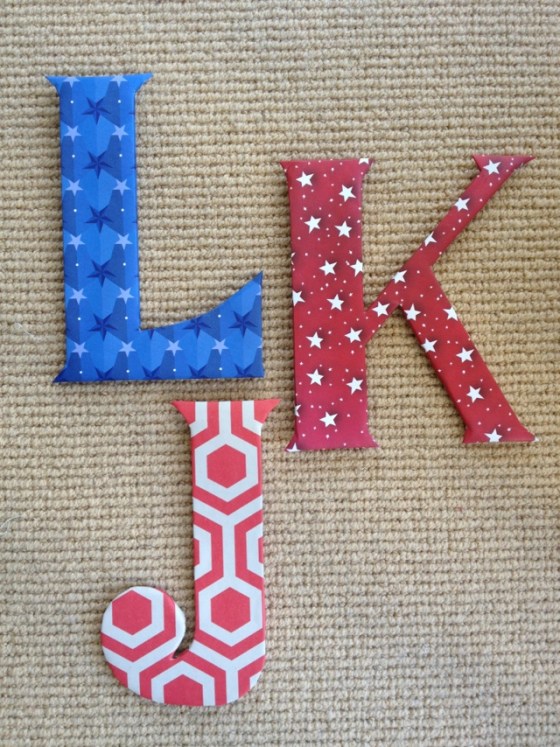 DIY paper-wrapped wall initials by Jewels at Home