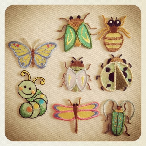 Iron-on insect appliques