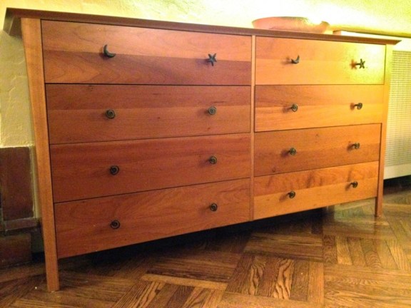 BEFORE: Old dresser we are using as a sideboard.
