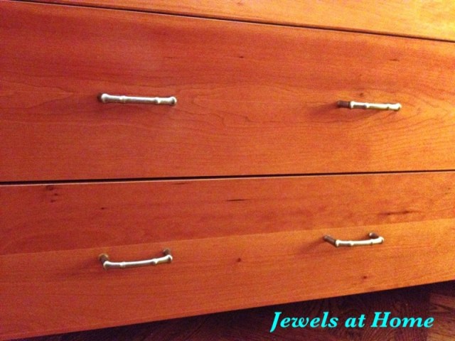 New faux bamboo hardware gives an old dresser new life.