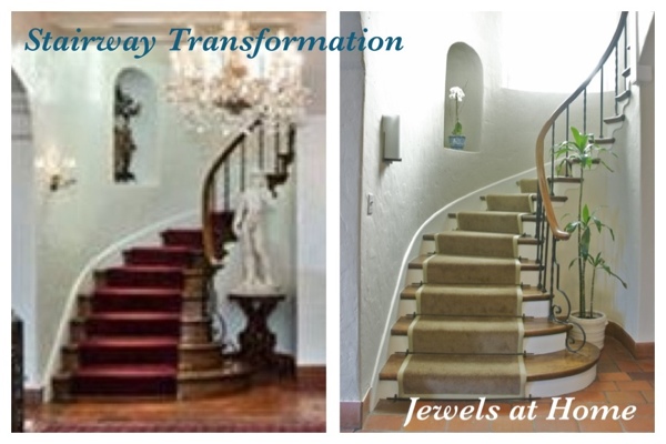Updating a stairway step by step from Jewels at Home.