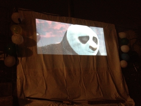 Canvas drop cloth used as a movie screen.  Via Jewels at Home.