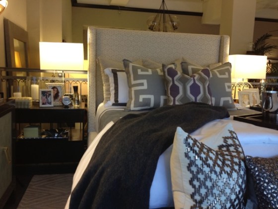 Beautifully accessorized bedroom.  Spotted by Jewels at Home.