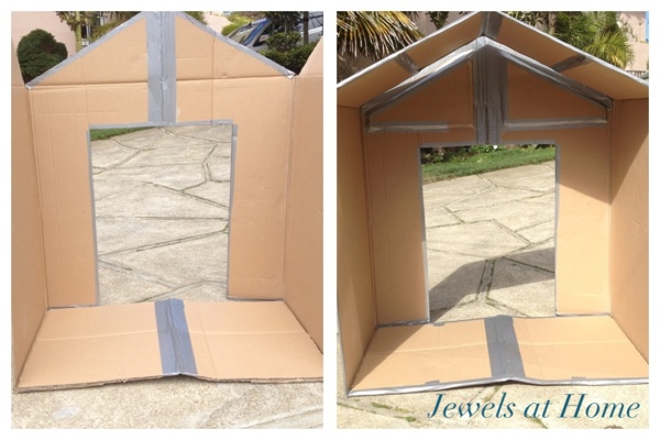DIY folding cardboard house tutorial. From Jewels at Home. DIY folding cardboard house tutorial. From Jewels at Home.