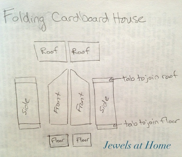 DIY folding cardboard house tutorial. From Jewels at Home. DIY folding cardboard house tutorial. From Jewels at Home.