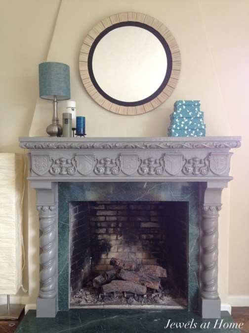 Updating an ornate fireplace.  Before and after. Jewels at Home.
