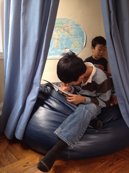 Create a cozy kids' hangout with just a few simple materials.  Jewels at Home.