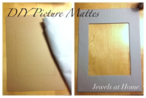 DIY fabric-covered picture mattes with tutorial.  Jewels at Home.