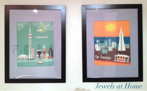 DIY fabric-covered picture mattes with tutorial.  Jewels at Home.