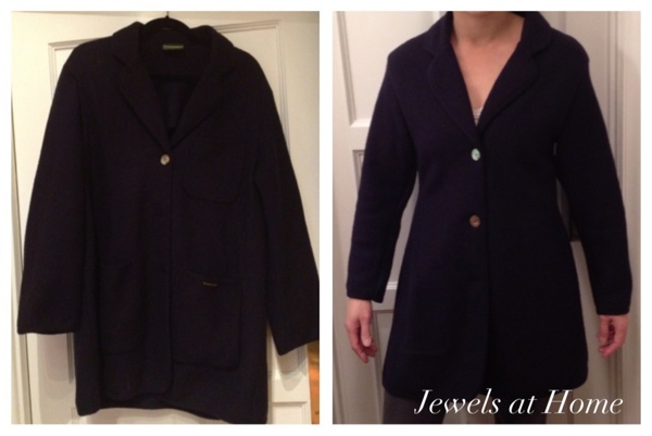 Step by step tutorial to altering an oversized and boxy jacket.  {Jewels at Home}