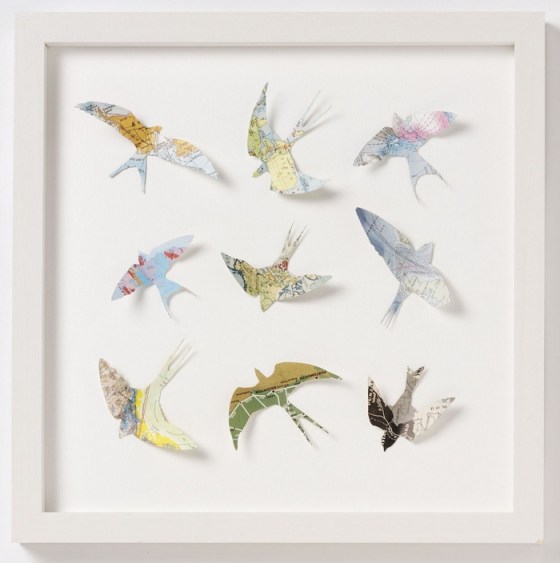 Bird silhouette art by Bombus on Etsy.  Featured in "Favorite Paper Art Ideas" by Jewels at Home.