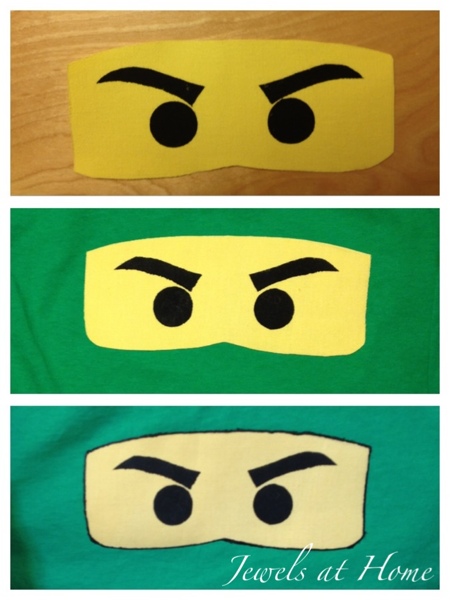 Stenciled Ninjago eyes to use on T-shirts or other projects.  {Jewels at Home}