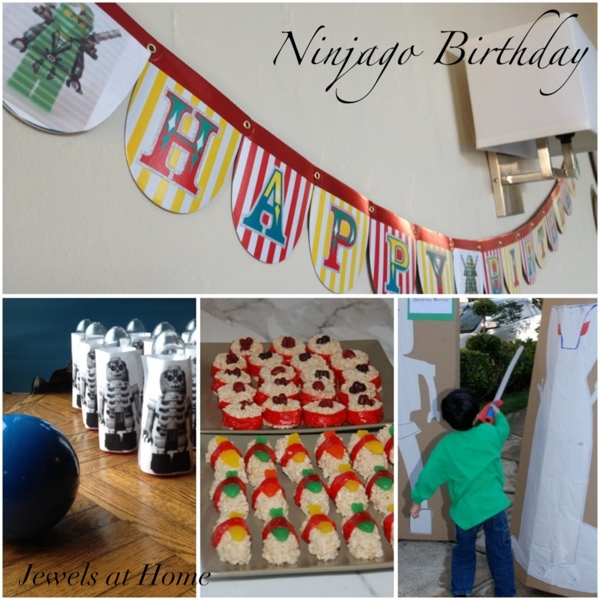 A complete guide to a Ninjago birthday party, with ideas for decorations, activities, food, and party favors.  {Jewels at Home}