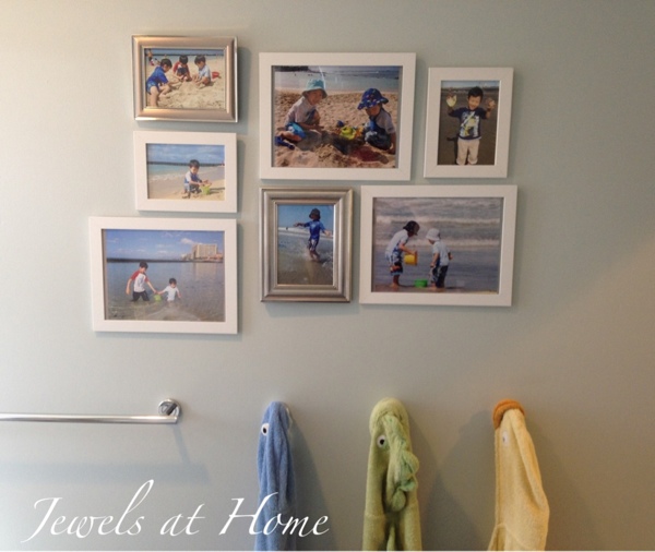 Hawaiian beach-inspired bathroom.  Shared kids and guest bathroom.  {Jewels at Home}