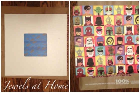 Decorating an Ikea Malma mirror frame.  Decoupage with wrapping paper.  {Jewels at Home}