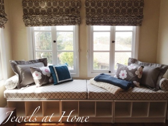 A perfect sunny spot for an elegant window seat daybed.  Instructions for sewing the pillow covers.  Jewels at Home