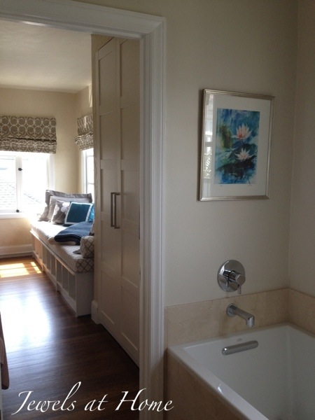 A perfect sunny spot for an elegant window seat daybed.  Instructions for sewing the pillow covers.  Jewels at Home