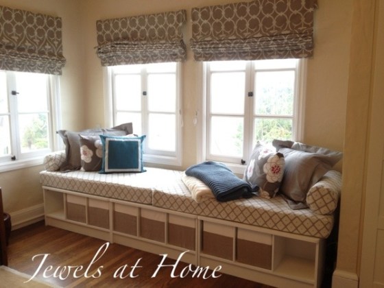 This window seat daybed is so inviting and simple to assemble.  Details on this DIY project from Jewels at Home.