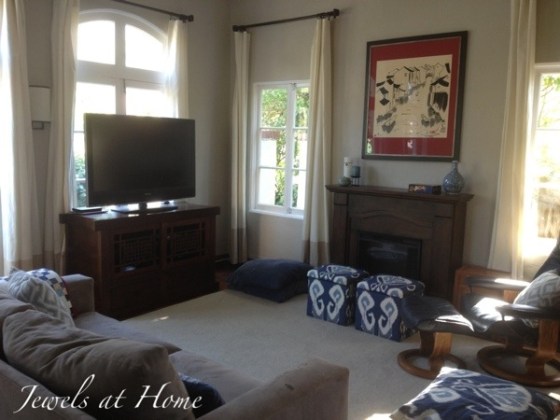 DIY storage ottoman makeover.  An elegant transformation for these $9.99 storage cubes.  Jewels at Home.