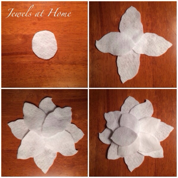 DIY felt poinsettia Christmas decorations to use as ornaments, gift toppers, or around the house | Jewels at Home DIY felt poinsettia Christmas decorations to use as ornaments, gift toppers, or around the house | Jewels at Home