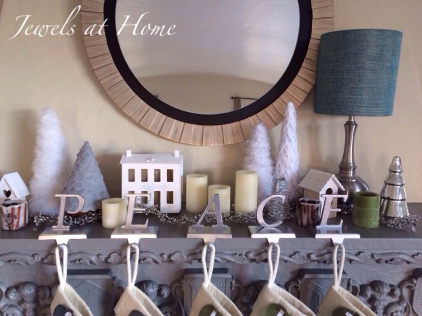 Winter wonderland.  Christmas mantel in white | Jewels at Home