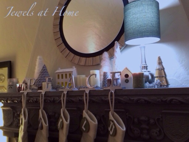 Winter wonderland.  Christmas mantel in white | Jewels at Home