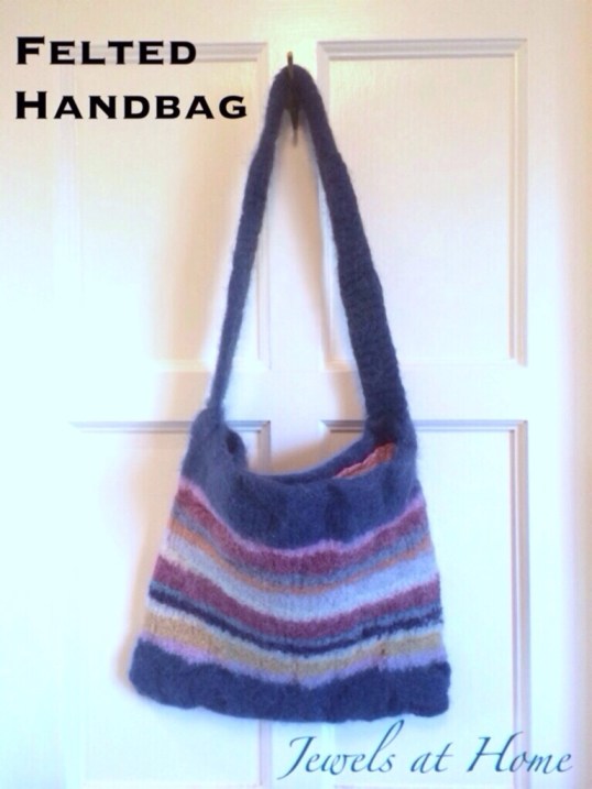 Knitted felted handbag with colorful stripes | Jewels at Home