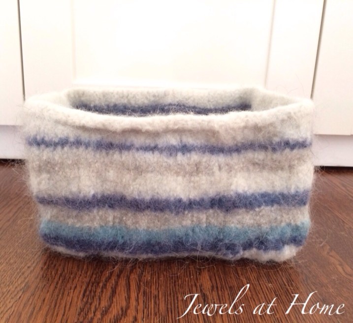 Pretty knitted and felted wool storage basket | Jewels at Home