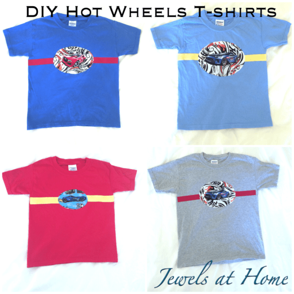 Mix-and-match fun fabrics for colorful DIY Hot Wheels-themed T-shirts | Jewels at Home