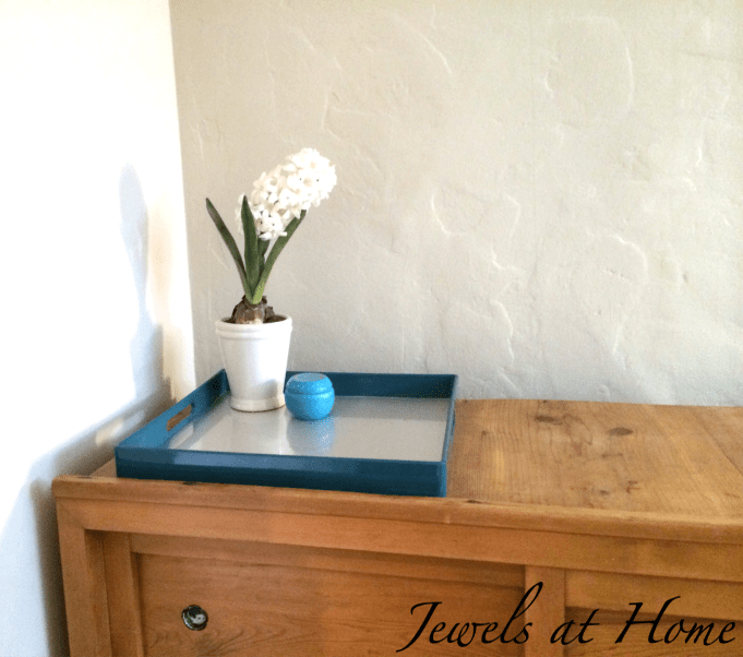Transform a decorative tray with stainless steel contact paper | Jewels at Home