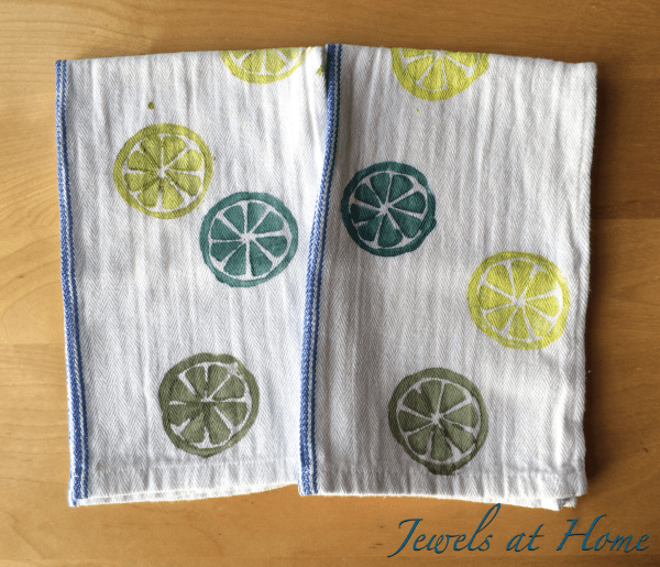 DIY Hand-Stamped Tea Towels | Jewels at Home