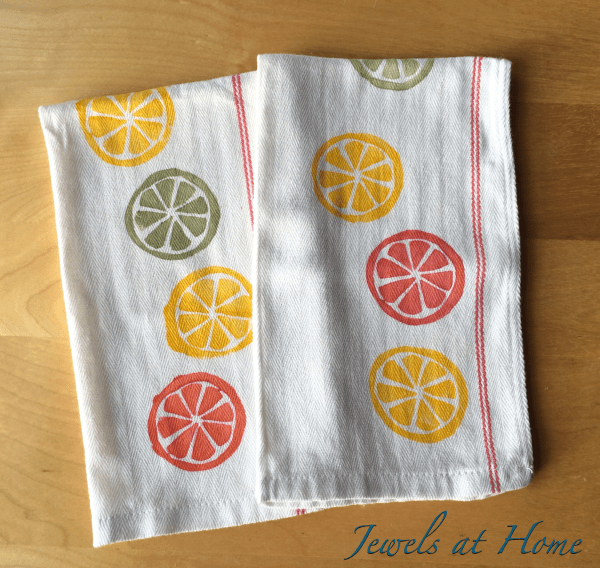 DIY Hand-Stamped Tea Towels | Jewels at Home