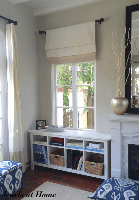 Turn a curtain panel into a fixed faux Roman shade | Jewels at Home