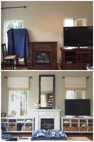 Before and After: DIY Family Room Fireplace and Built-ins | Jewels at Home