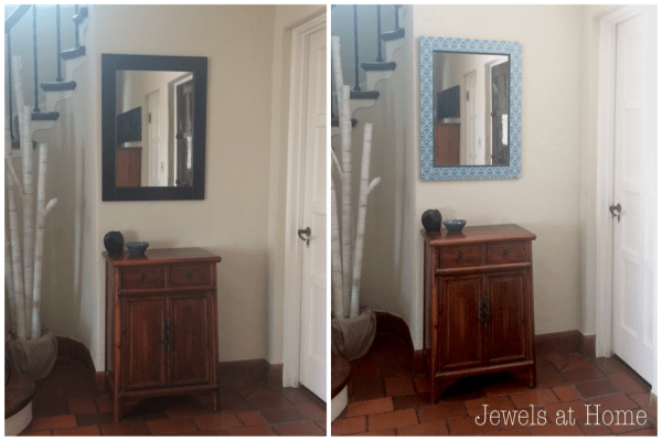 Artsy Decoupaged Mirror Frame | Jewels at Home