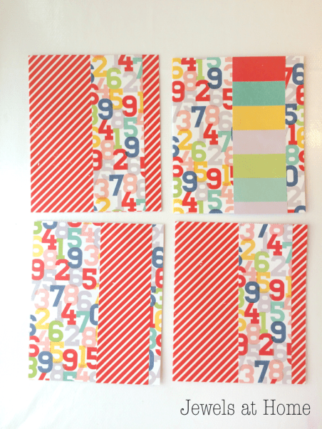 Tip for Quick DIY Greeting Cards! It's quick and easy to turn two sheets of scrapbook paper into four unique greeting cards | Jewels at Home