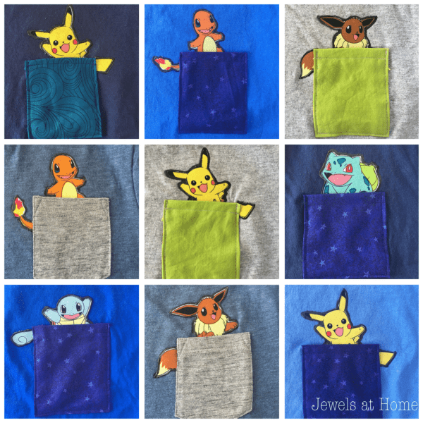 Adorable DIY Pokemon pocket T-shirts! | Jewels at Home