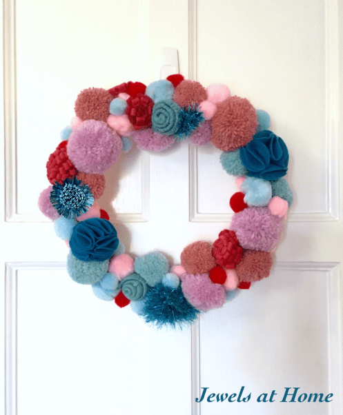 Whimsical and Festive DIY Pom Pom Wreath | Jewels at Home