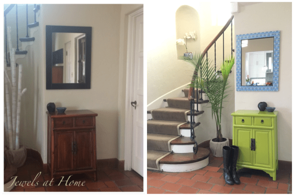 Happy and Bright Painted Foyer Table. Foyer makeover| Jewels at Home