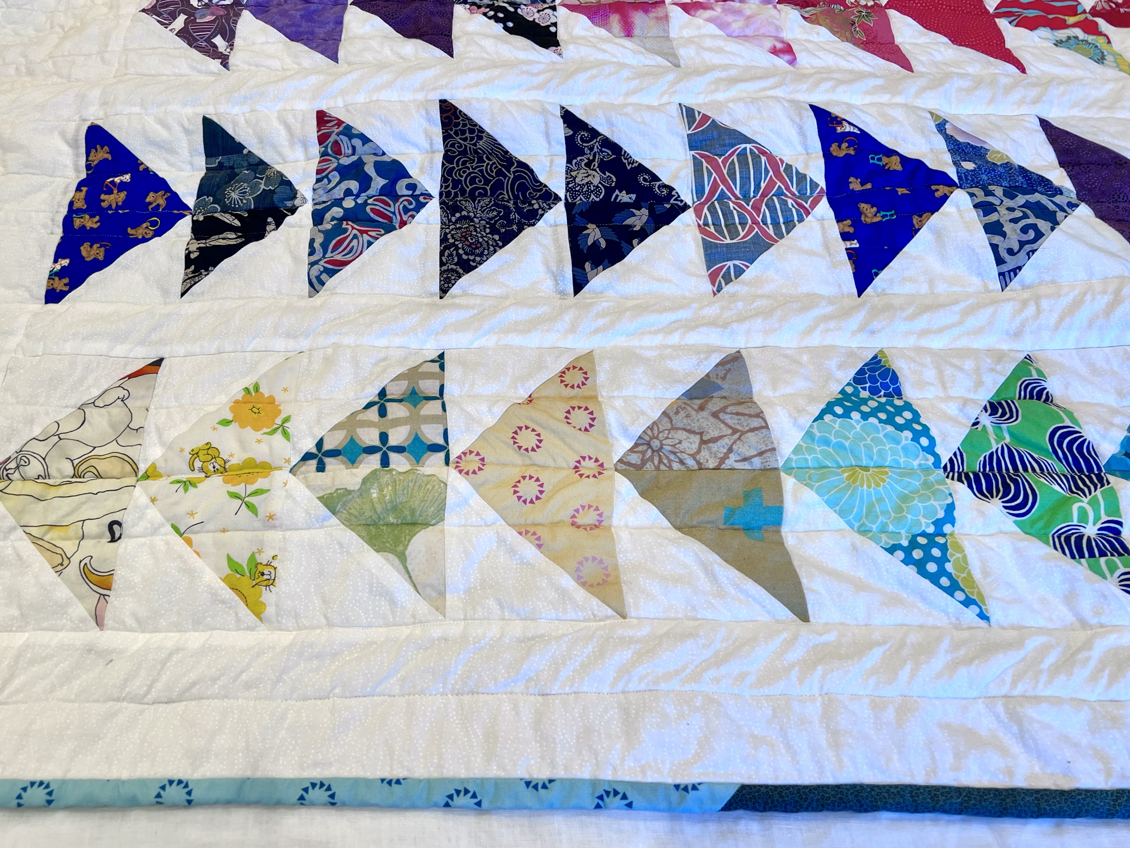 Modern Rainbow Flying Geese Quilt | Jewels at Home